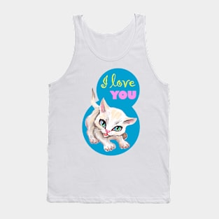 Sweet cute white kitten best friend. Love you cat. Tank Top